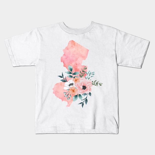New Jersey Floral Kids T-Shirt by bloomnc